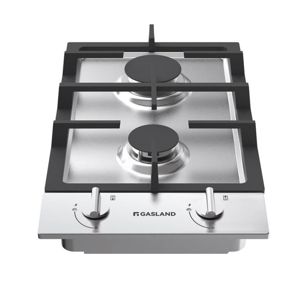 GASLAND 30cm 2 Burner Stainless Steel Gas Cooktop With Griddle
