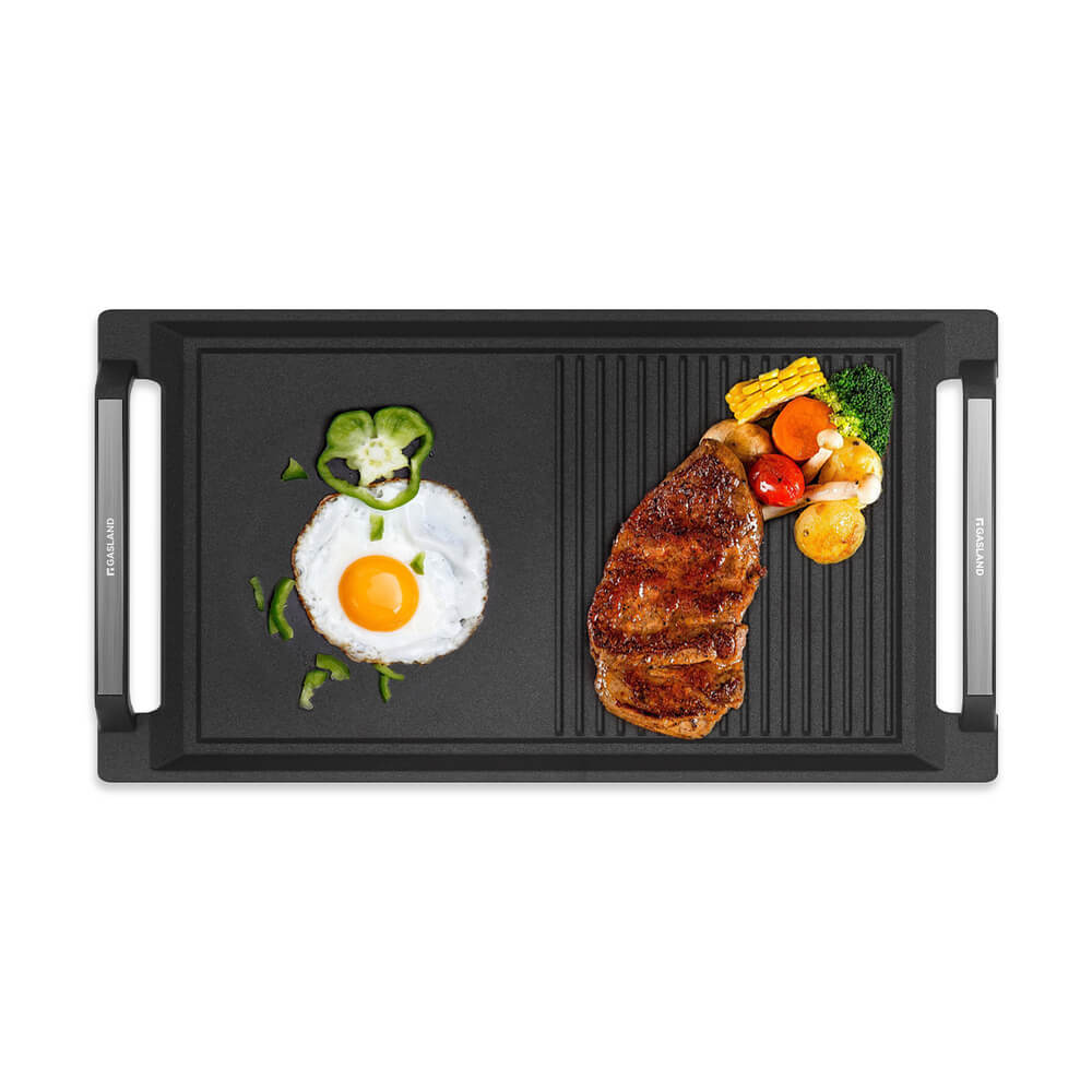 GASLAND Rectangular 2-in-1 Cast Iron Grill/Griddle Pan for Induction Cooktop