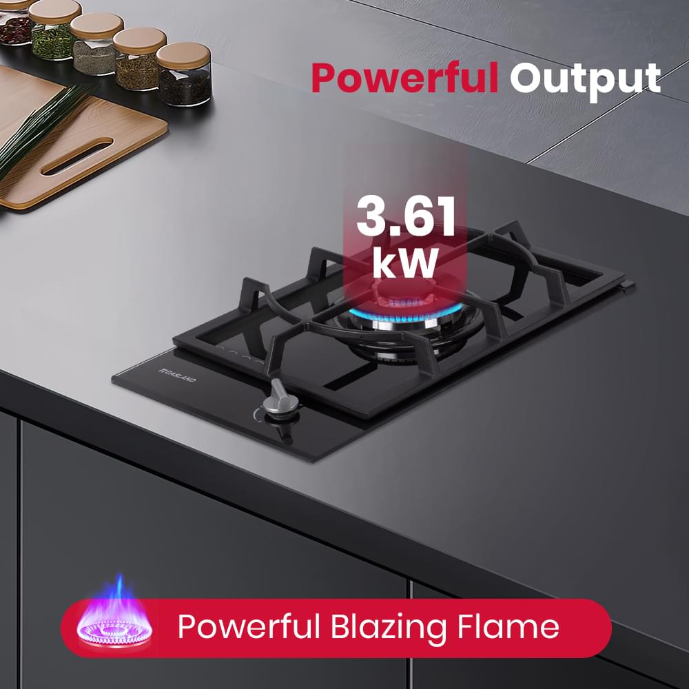 GASLAND 30CM Single Burner Black Tempered Glass Tri - ring Gas Cooktop