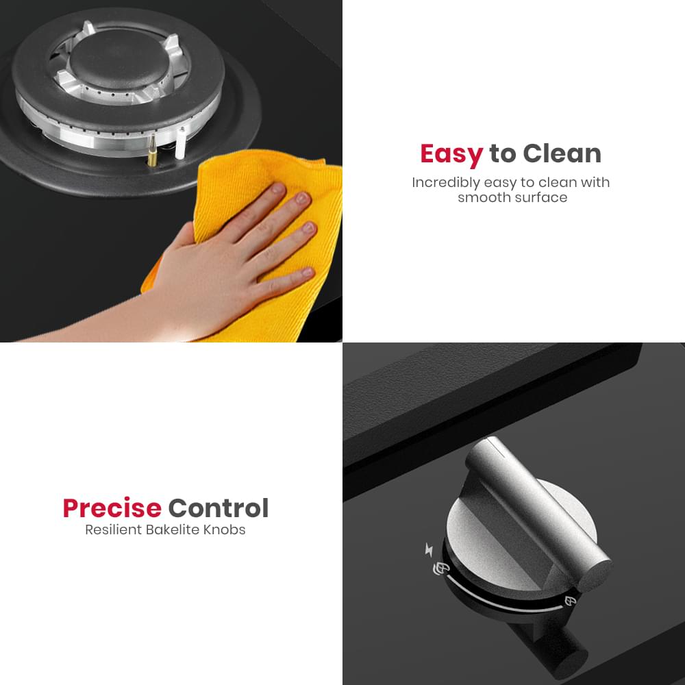 GASLAND 30CM Single Burner Black Tempered Glass Tri - ring Gas Cooktop