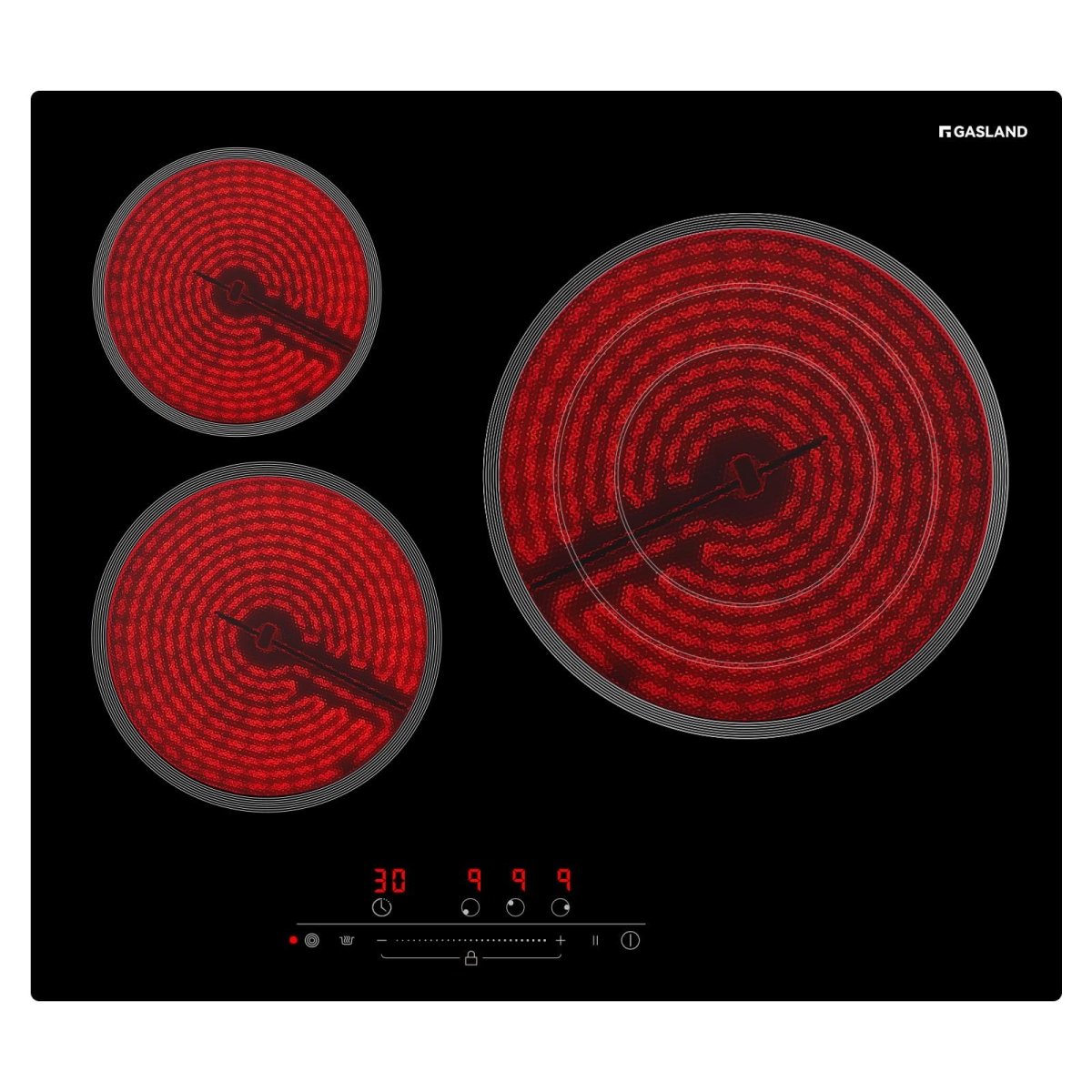 GASLAND 60cm 3 Burner 5700W Triple Ring Slider Touch Control Electric Ceramic Cooktop