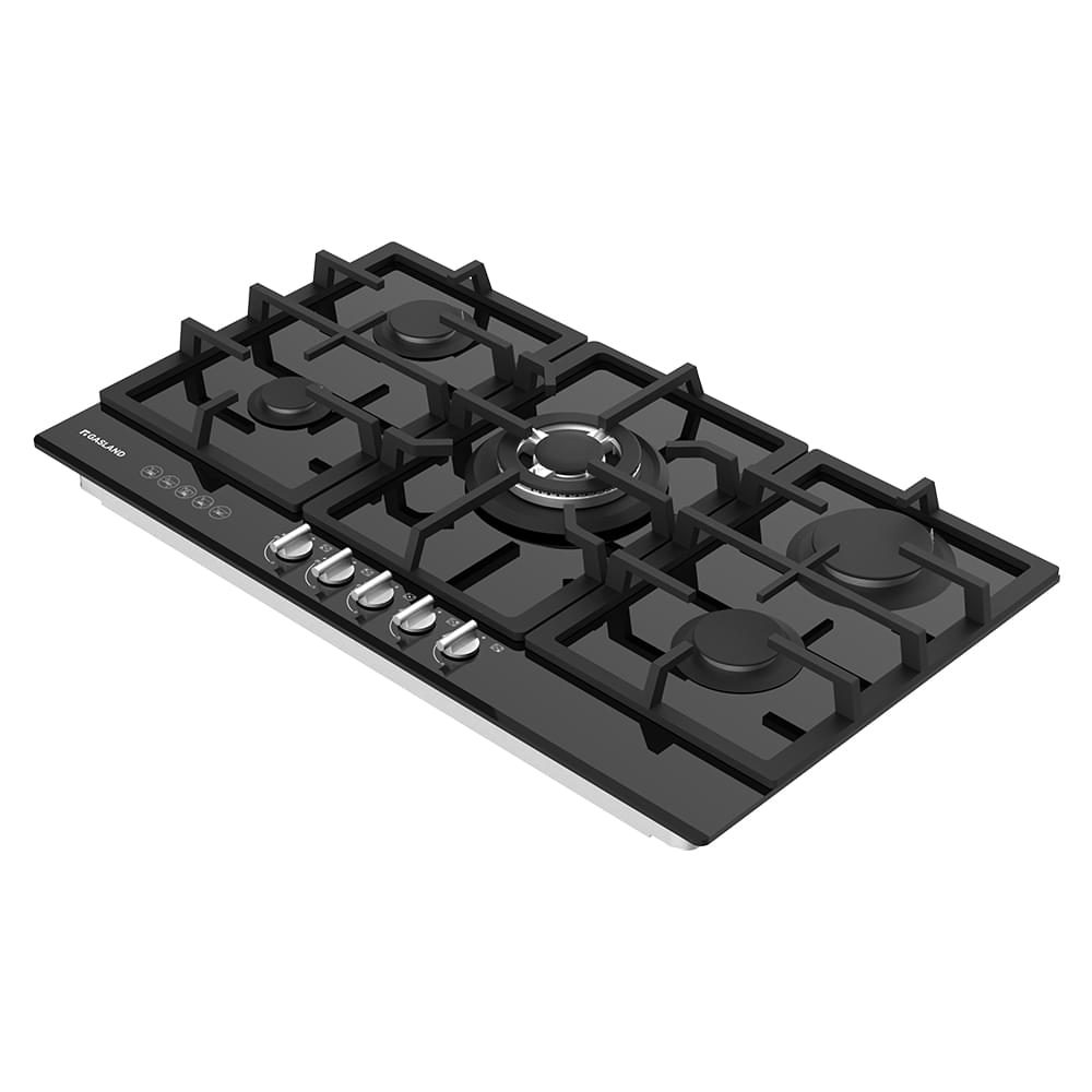 GASLAND 90CM 5 Burner Black Tempered Glass Tri - ring Gas Cooktop