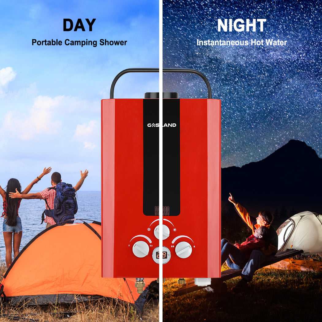 GASLAND Portable Tankless Propane Hot Water Heater - 1.58GPM 8L Red