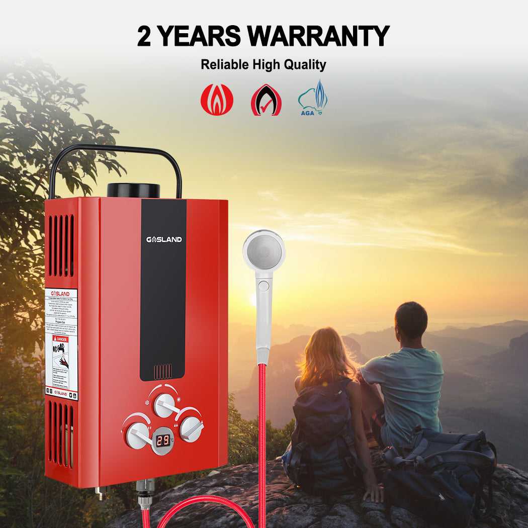GASLAND Portable Tankless Propane Hot Water Heater - 1.58GPM 8L Red