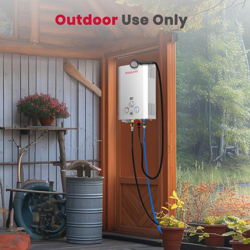 GASLAND Portable Tankless Propane Hot Water Heater - 1.58GPM 8L White