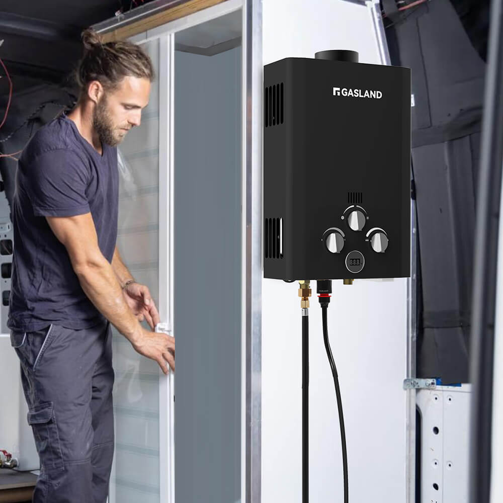 GASLAND Portable Tankless Propane Hot Water Heater - 1.58GPM 8L Black