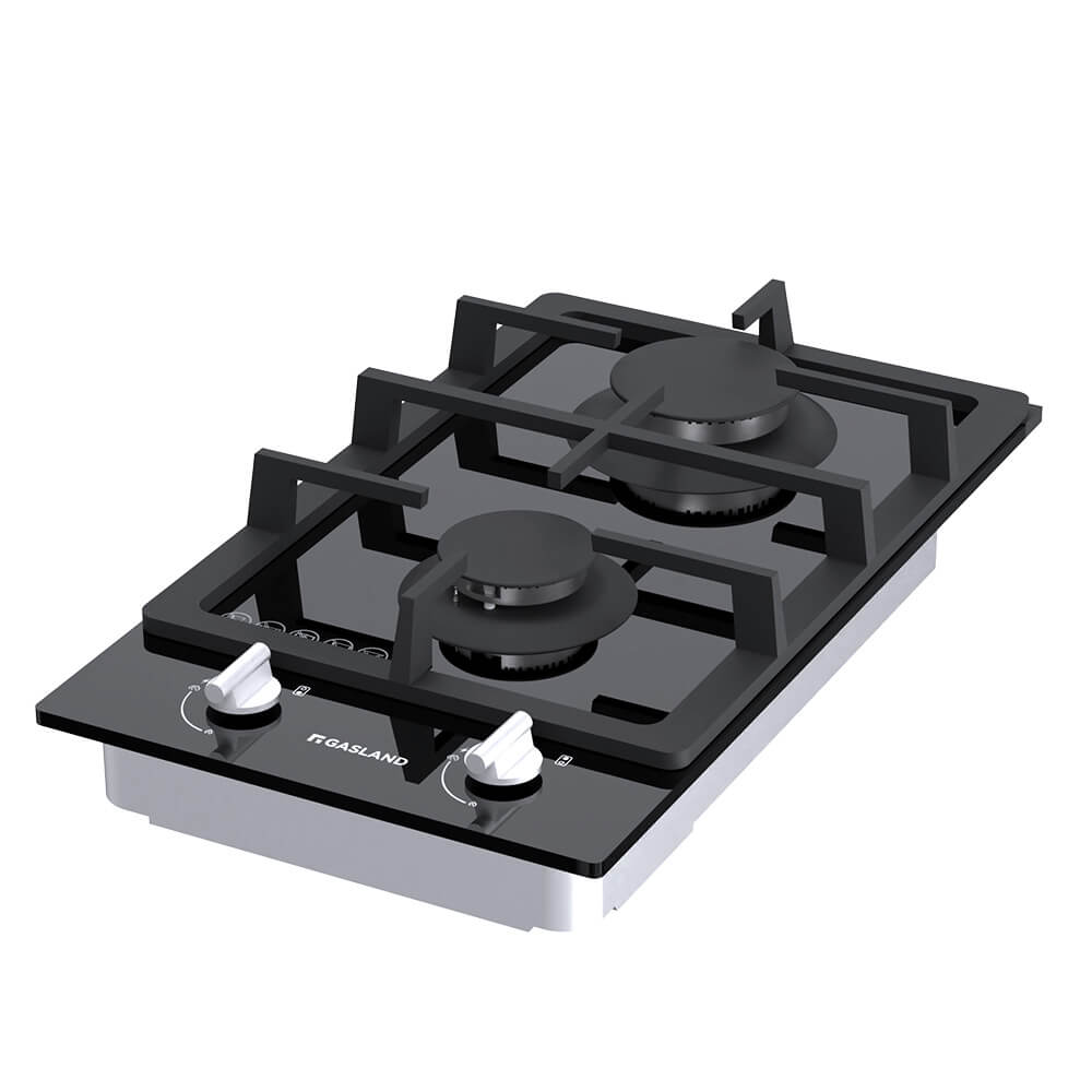 GASLAND 30CM 2 Burner Black Tempered Glass Gas Cooktop