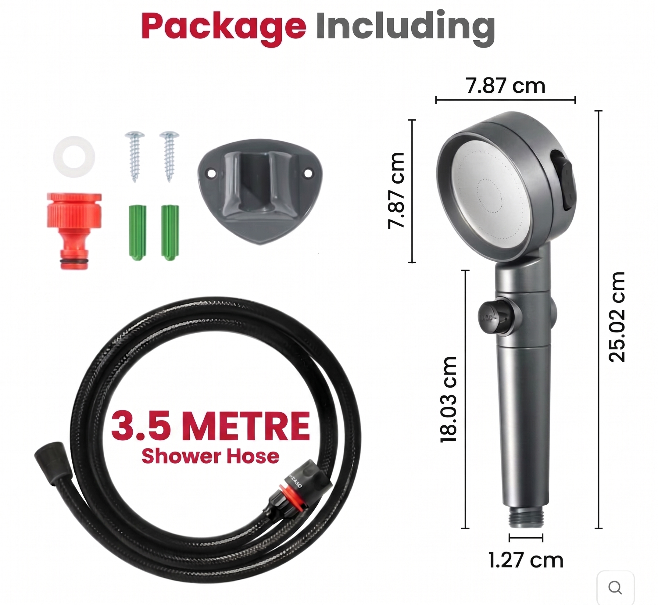 GASLAND High-Pressure Shower Head with 11.48FT Long Hose