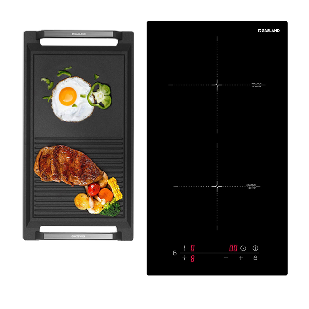 GASLAND 30cm 2 burner Touch Control Induction Cooktop with Griddle