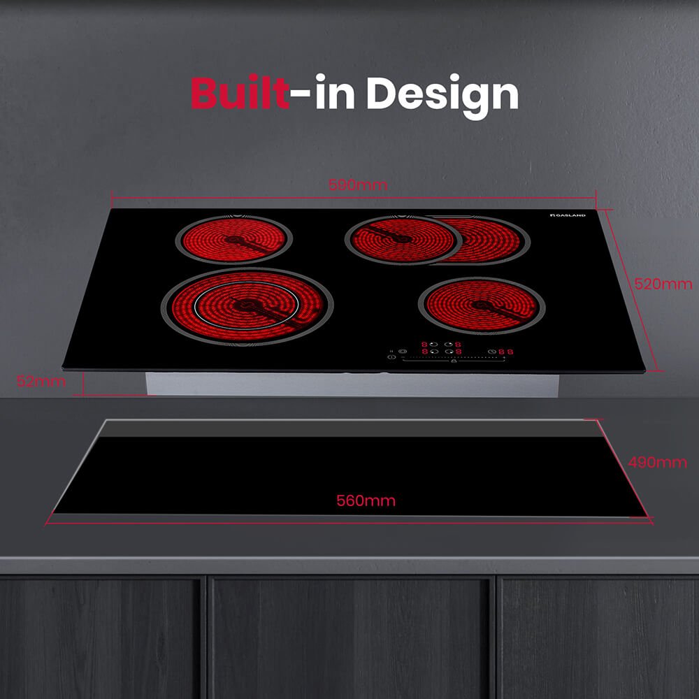 GASLAND 77cm 4 Burner 6600W Pro Style Built-in Electric Ceramic Cooktop