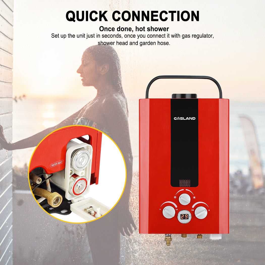 GASLAND Portable Tankless Propane Hot Water Heater - 1.58GPM 8L Red